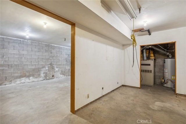 basement with water heater