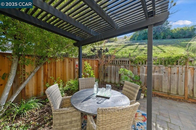 view of patio / terrace featuring a pergola