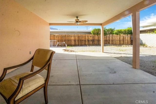 view of patio with ceiling fan