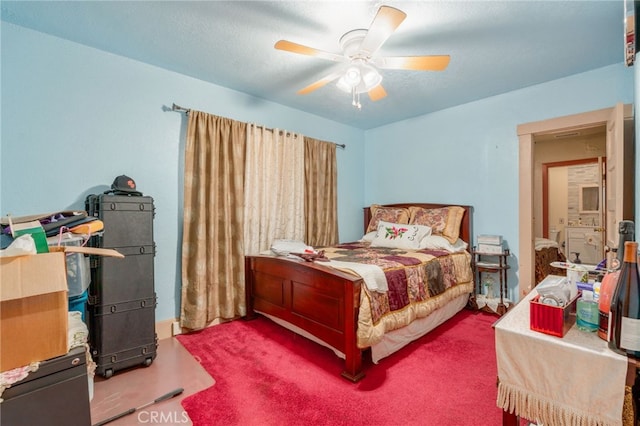 bedroom with carpet and ceiling fan