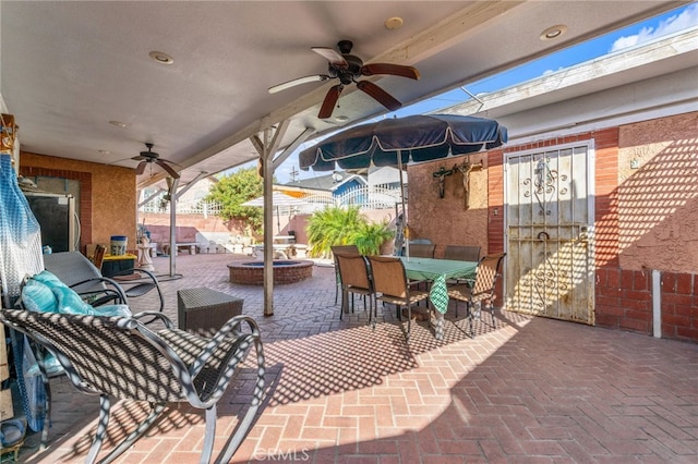 view of patio / terrace with ceiling fan