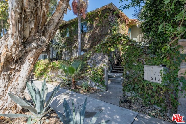 view of property hidden behind natural elements