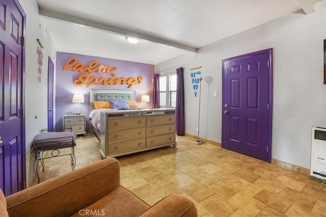 bedroom with beamed ceiling