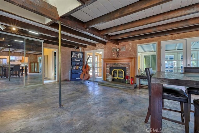 basement with french doors