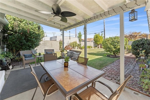 view of patio / terrace featuring outdoor lounge area and ceiling fan