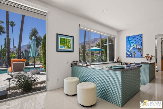 reception area featuring a mountain view