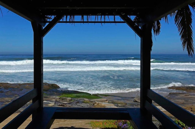 property view of water featuring a view of the beach