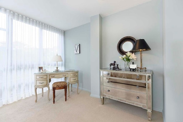 sitting room with light carpet