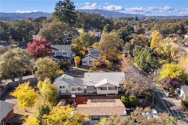 bird's eye view with a mountain view