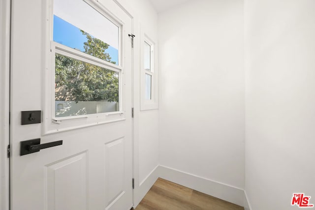 doorway to outside featuring light hardwood / wood-style flooring