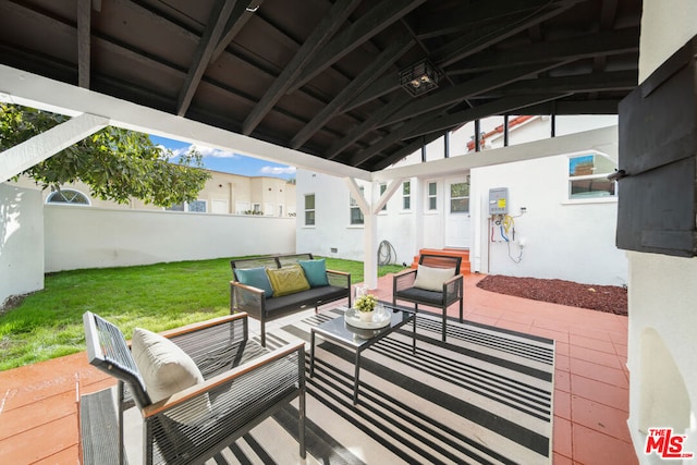 view of patio / terrace with a gazebo and an outdoor living space