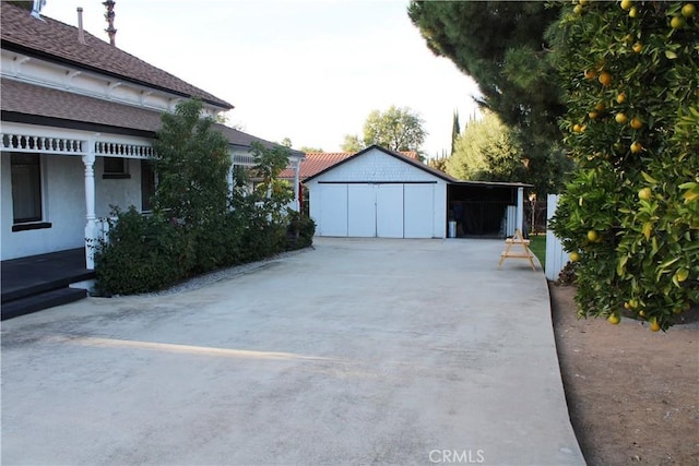 garage with a carport