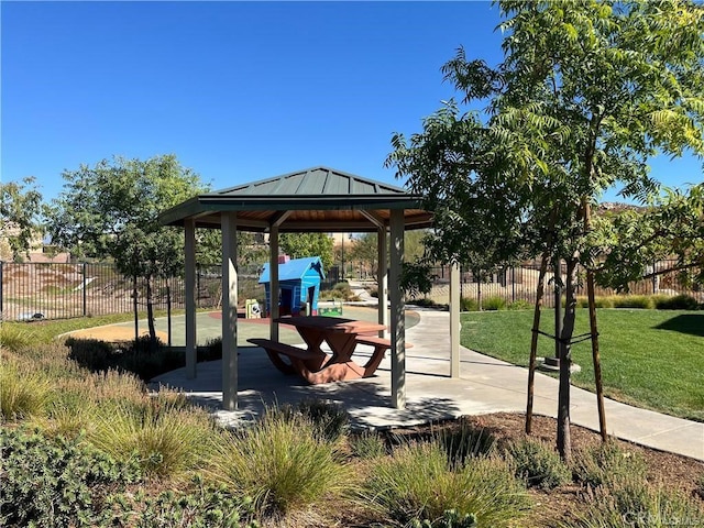 view of home's community featuring a gazebo and a lawn