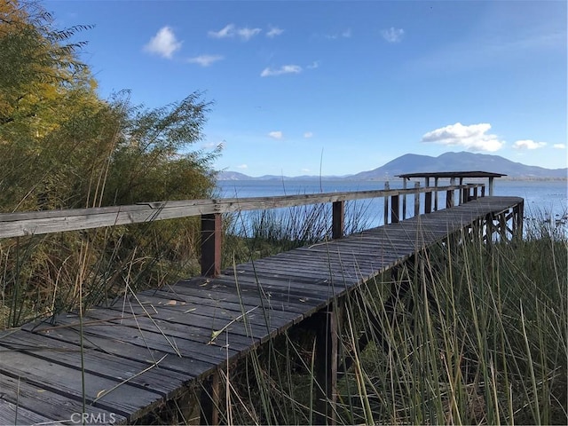 dock area with a water and mountain view