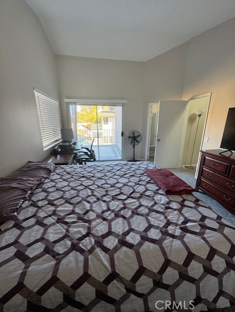 unfurnished bedroom featuring carpet and access to exterior