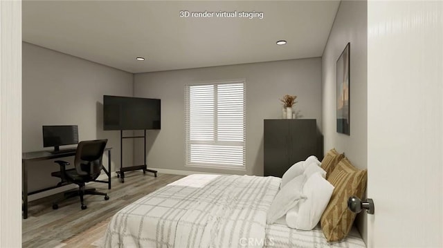 bedroom featuring light hardwood / wood-style flooring