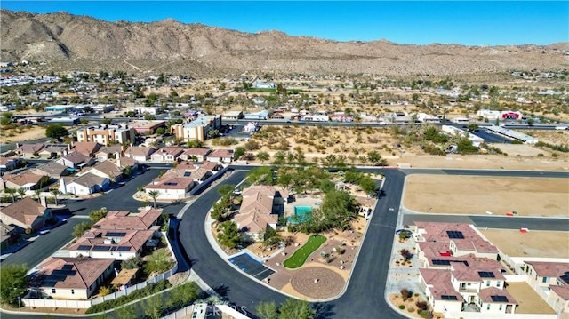 aerial view featuring a residential view and a mountain view