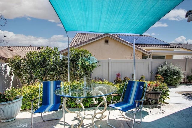 view of patio / terrace featuring outdoor dining area and a fenced backyard