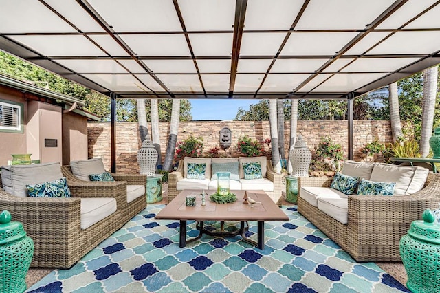 exterior space featuring coffered ceiling