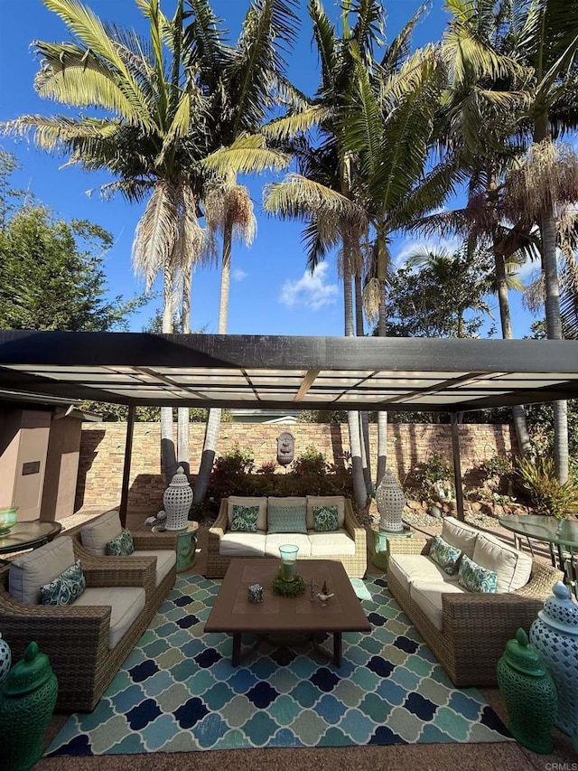 view of patio featuring an outdoor living space