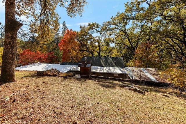 view of storm shelter