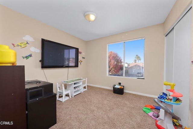 game room featuring carpet flooring