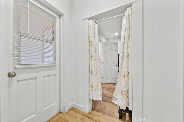 interior space with light hardwood / wood-style flooring