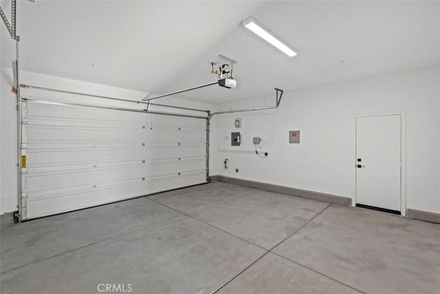 garage with a garage door opener