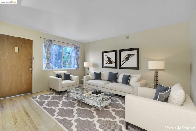 living room featuring light wood-type flooring