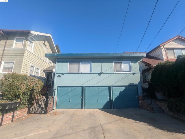 exterior space with a garage