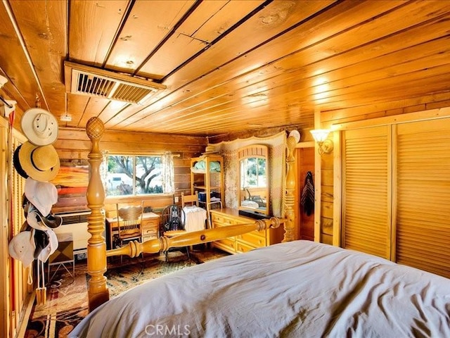 bedroom featuring wooden ceiling