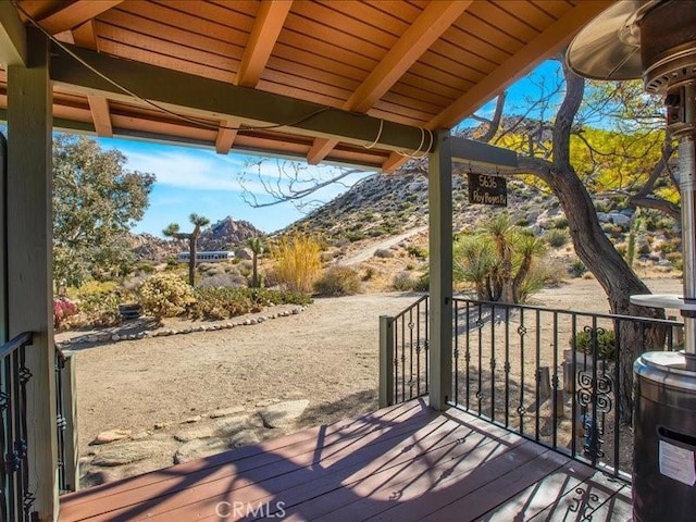 view of patio featuring a mountain view