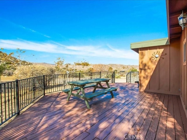 deck featuring a mountain view