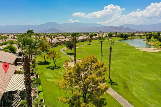 view of home's community with a water and mountain view