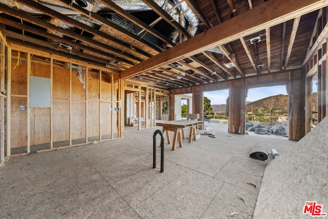 interior space featuring a mountain view