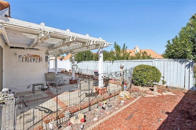 view of patio featuring a pergola