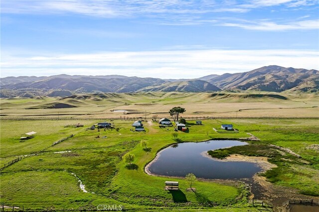 mountain view with a water view and a rural view