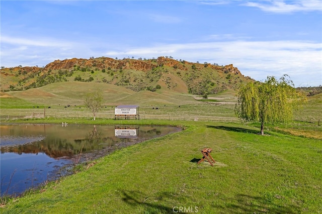view of mountain feature featuring a water view