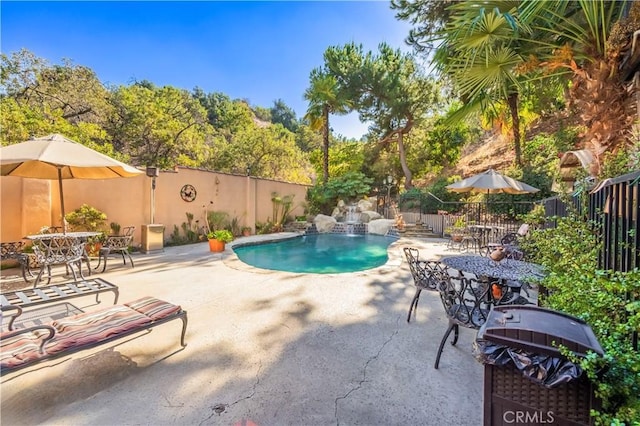 view of swimming pool with a patio and grilling area