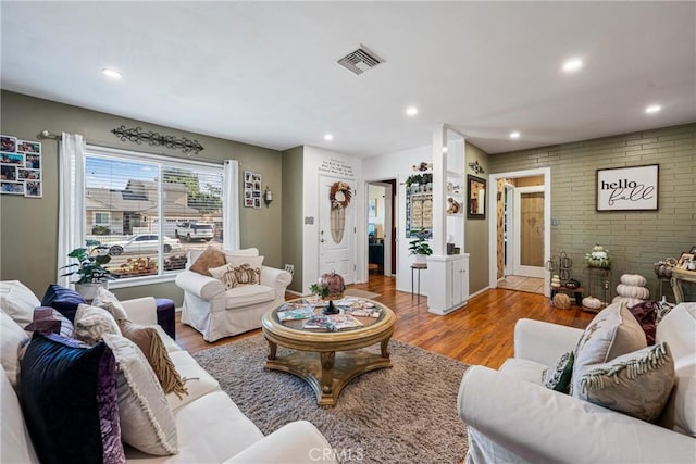 living room featuring light wood-type flooring