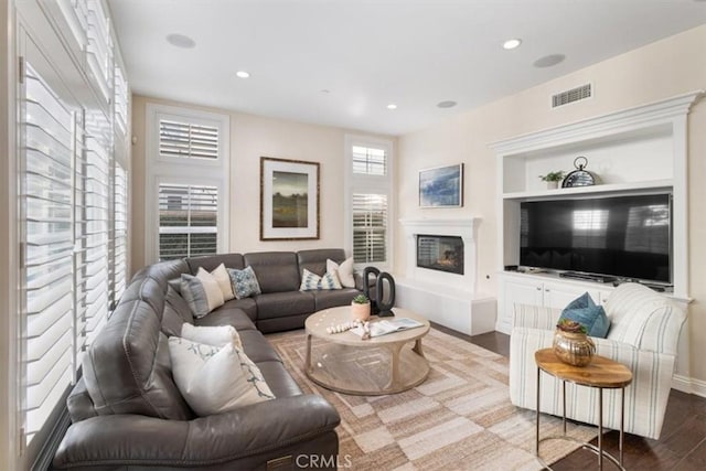 living room featuring wood-type flooring