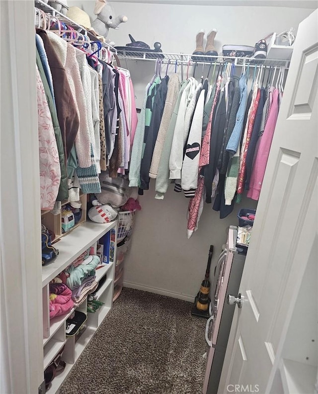 spacious closet with carpet floors