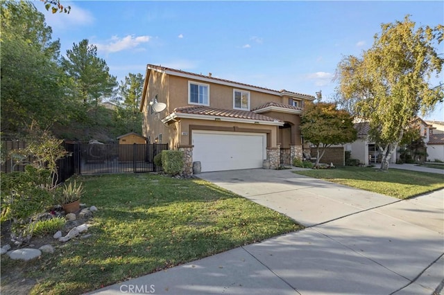 front of property with a garage and a front yard