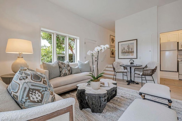 living room with hardwood / wood-style flooring