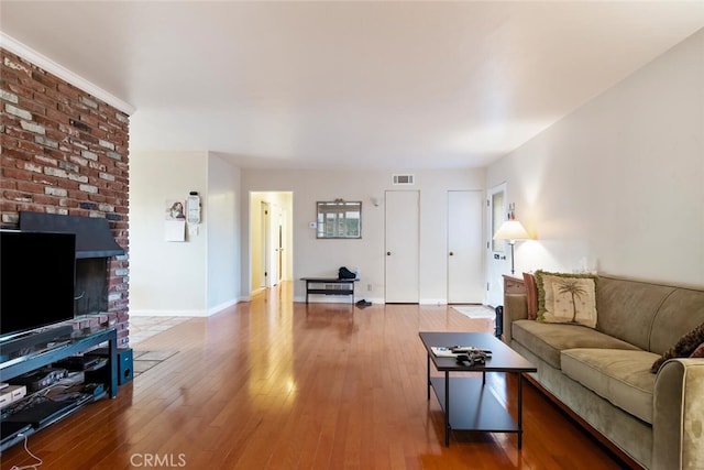 living room with wood-type flooring