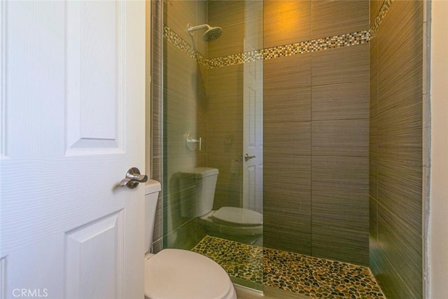 bathroom featuring toilet and walk in shower