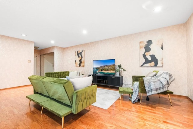 living room with hardwood / wood-style floors