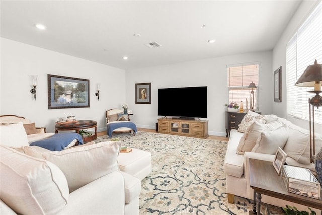 living room with hardwood / wood-style flooring