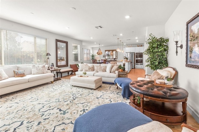 living room with wood-type flooring