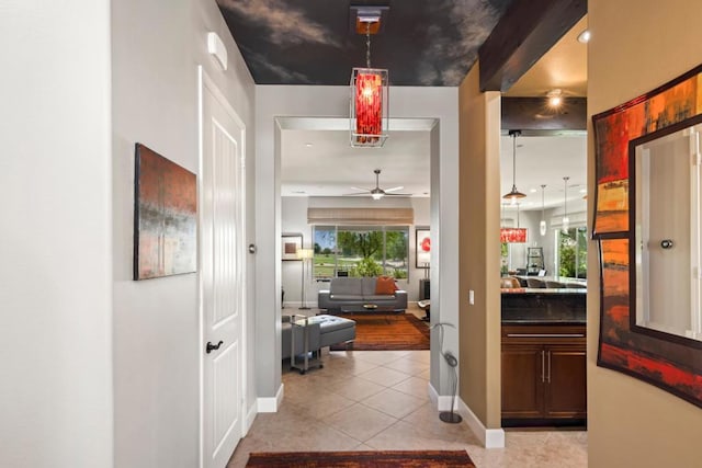 hallway featuring light tile patterned flooring